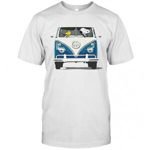 Snoopy And Woodstock Driving Peace Bus T-Shirt